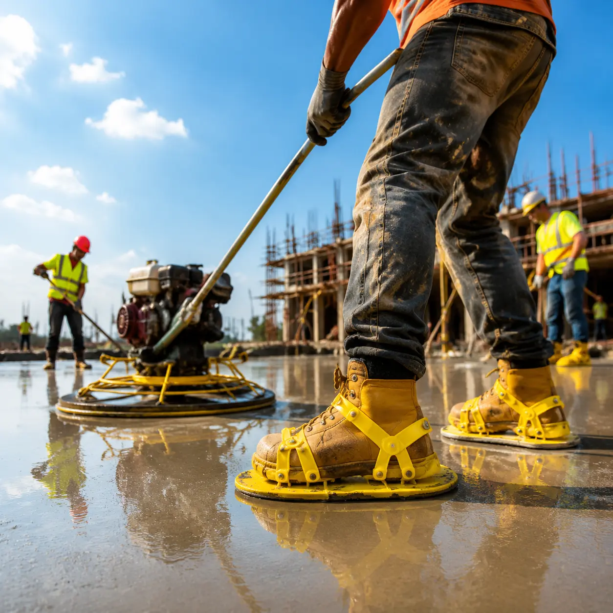 Concrete Finishing Work Shoes for Smooth Floor Construction