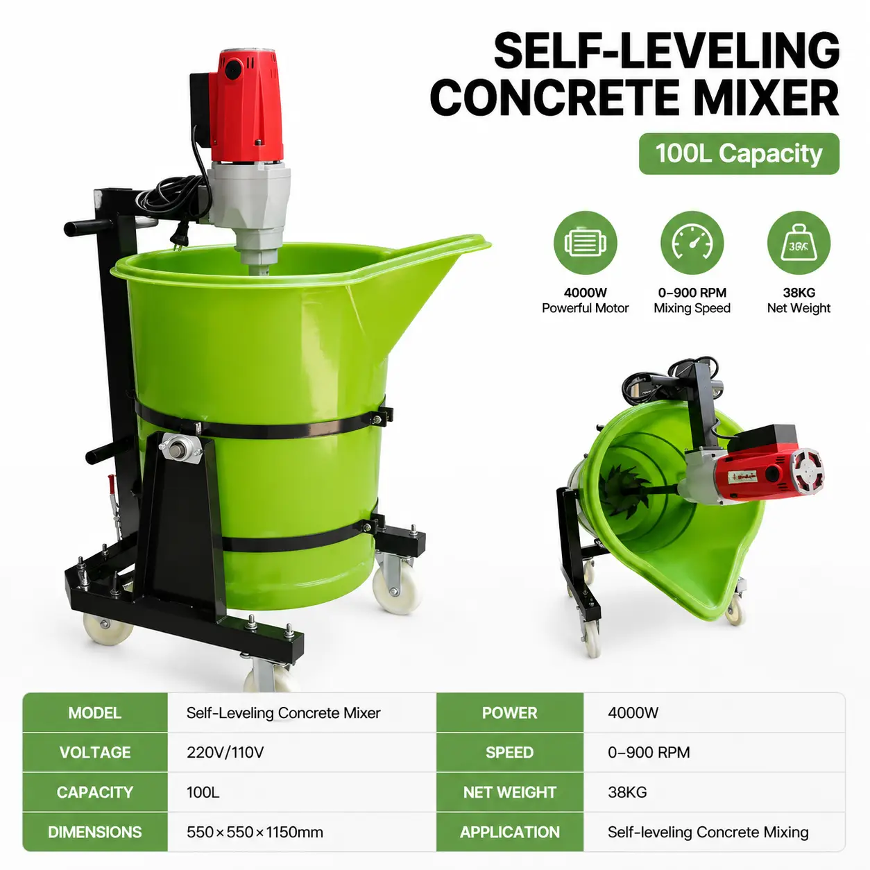 Self Leveling Mortar Mixer 100L/200L | Portable Flooring Mixer