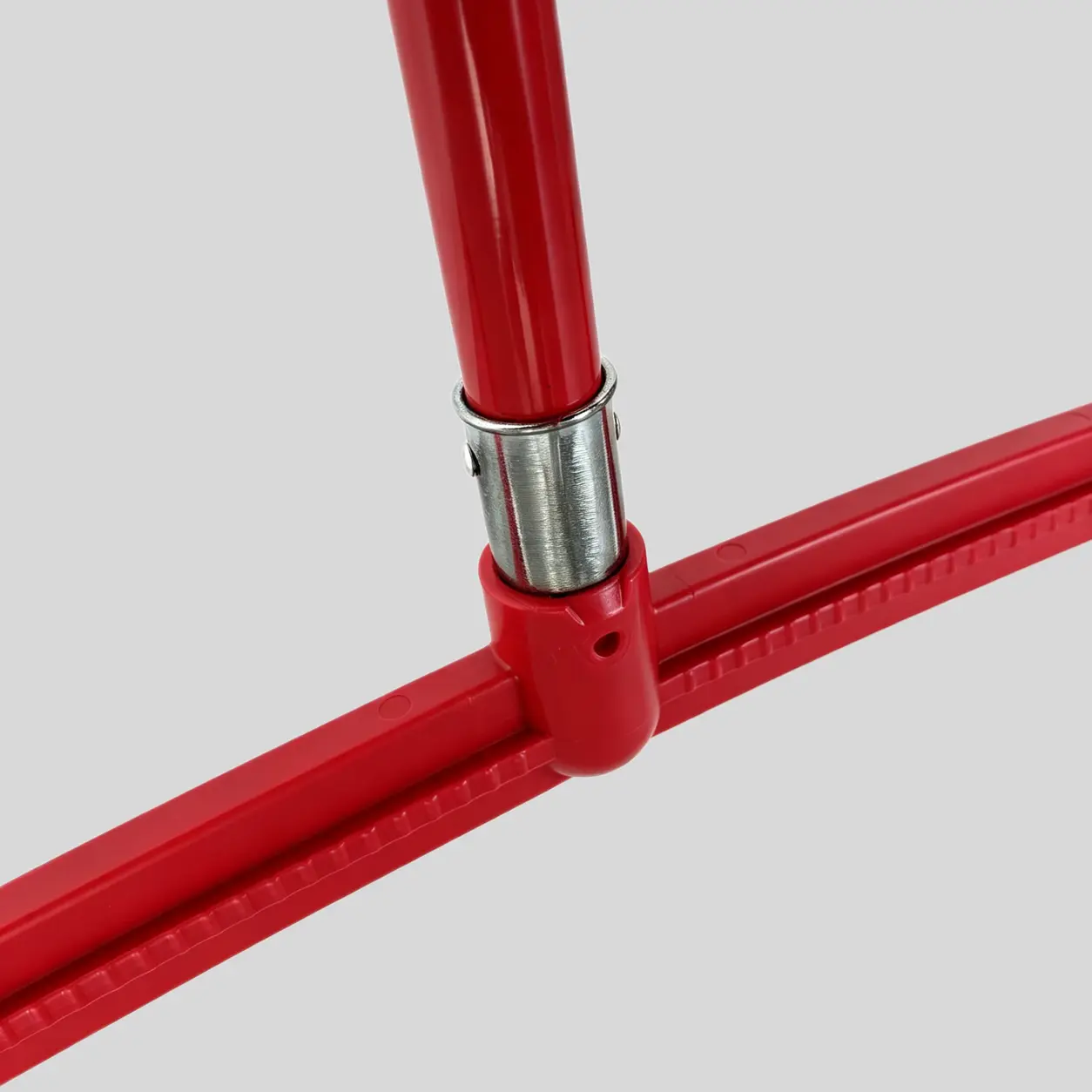 Red curved bow arm paint roller frame with grey end caps for 9 inch covers